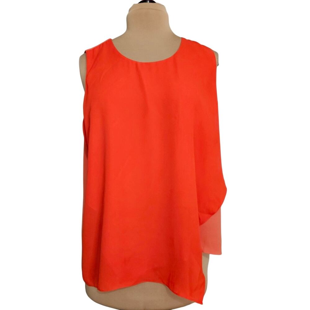 Vince Camuto Top Womens‎ XL Two-Toned Orange Asymmetric Lagenlook Layered Tiered